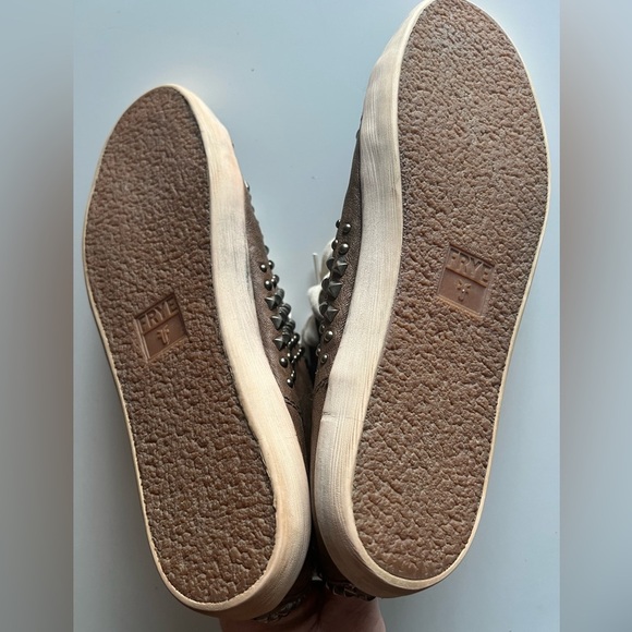 Frye Kira Biker Brown Leather High-Top Sneakers - Picture 5 of 6